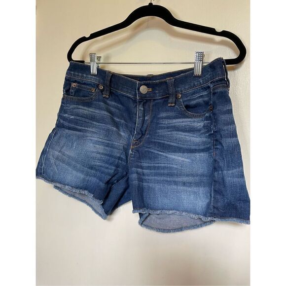 J. Crew Indigo Denim Women's Mid Rise Cut Off Shorts Size 27 - Picture 10 of 11